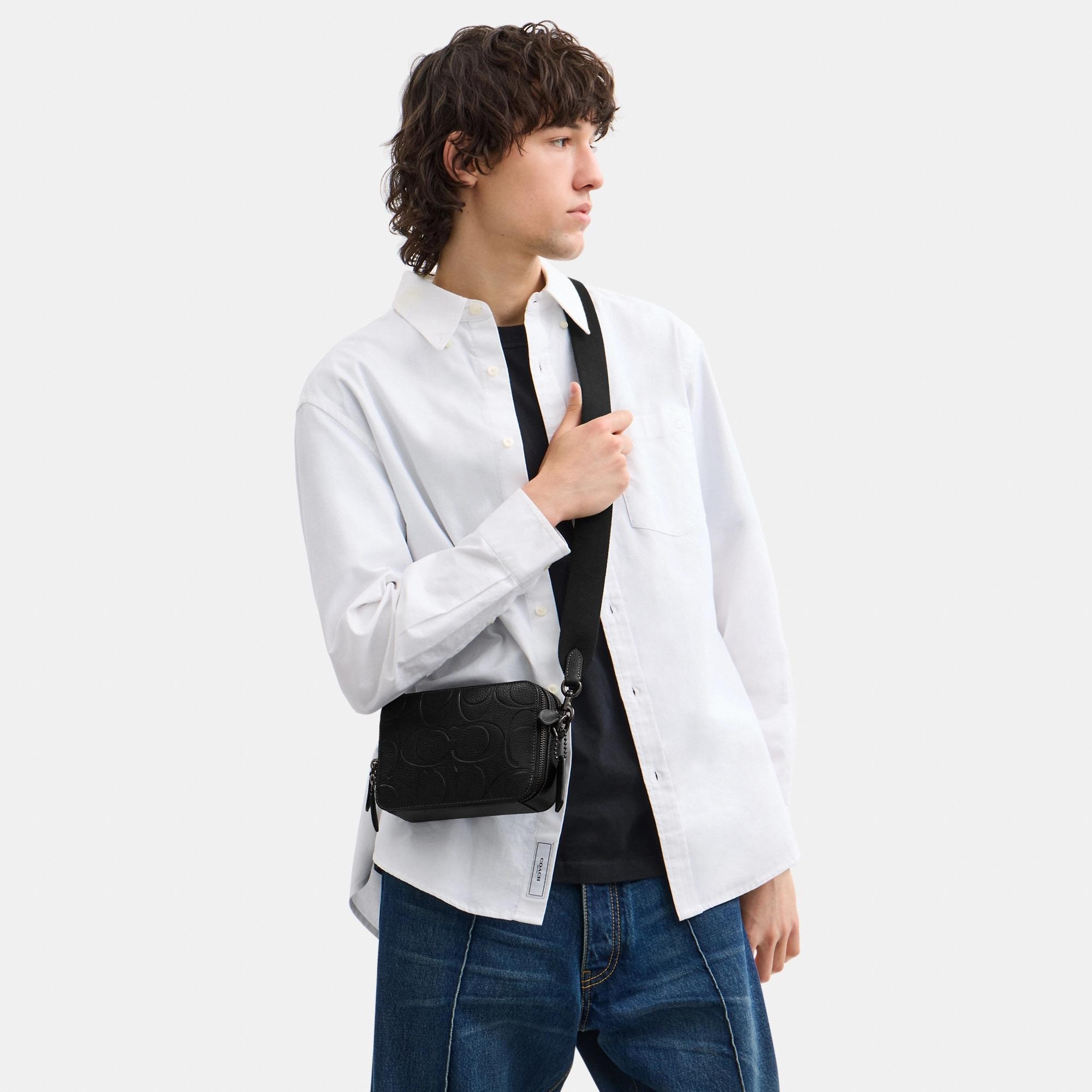 CBG19-Charter Crossbody Bag 19 In Maxi Signature Leather-Black