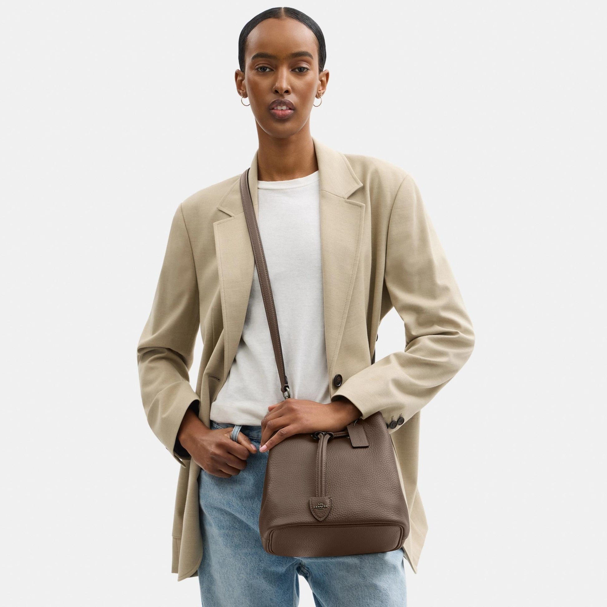 CBH06-Rowan Bucket Bag-Qb/Dark Stone