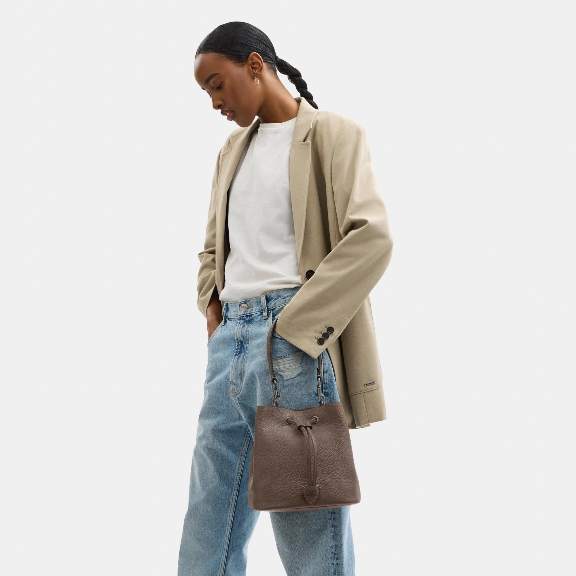 CBH06-Rowan Bucket Bag-Qb/Dark Stone