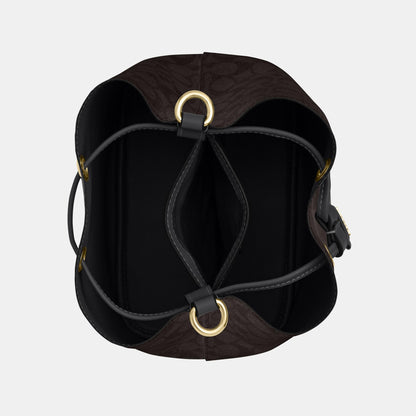 CBH07-Rowan Bucket Bag in Signature Canvas-Im/Walnut/Black
