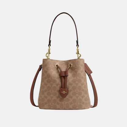 CBH07-Rowan Bucket Bag in Signature Canvas-Im/Tan/Brown