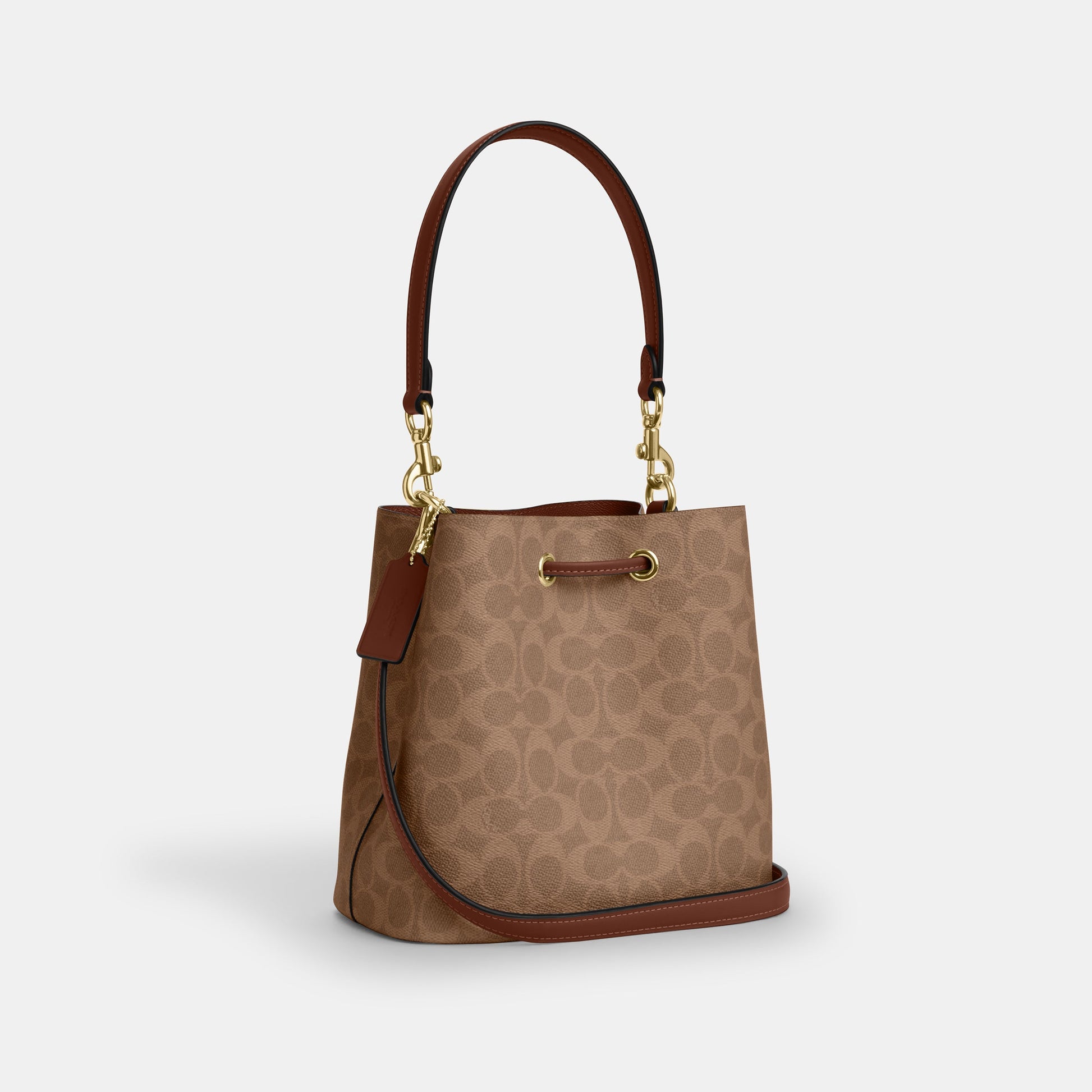 CBH07-Rowan Bucket Bag In Signature Canvas-Im/Tan/Brown