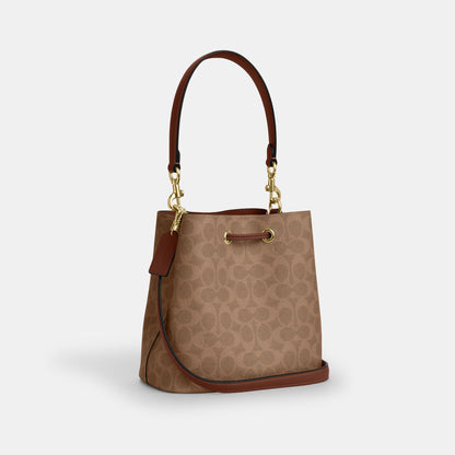 CBH07-Rowan Bucket Bag In Signature Canvas-Im/Tan/Brown