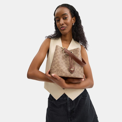 CBH07-Rowan Bucket Bag in Signature Canvas-Im/Tan/Brown