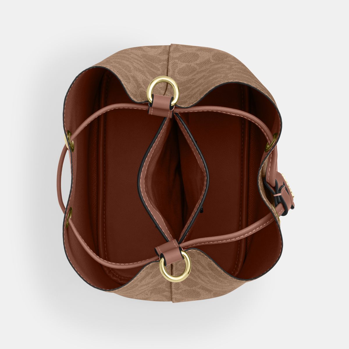 CBH07-Rowan Bucket Bag In Signature Canvas-Im/Tan/Brown