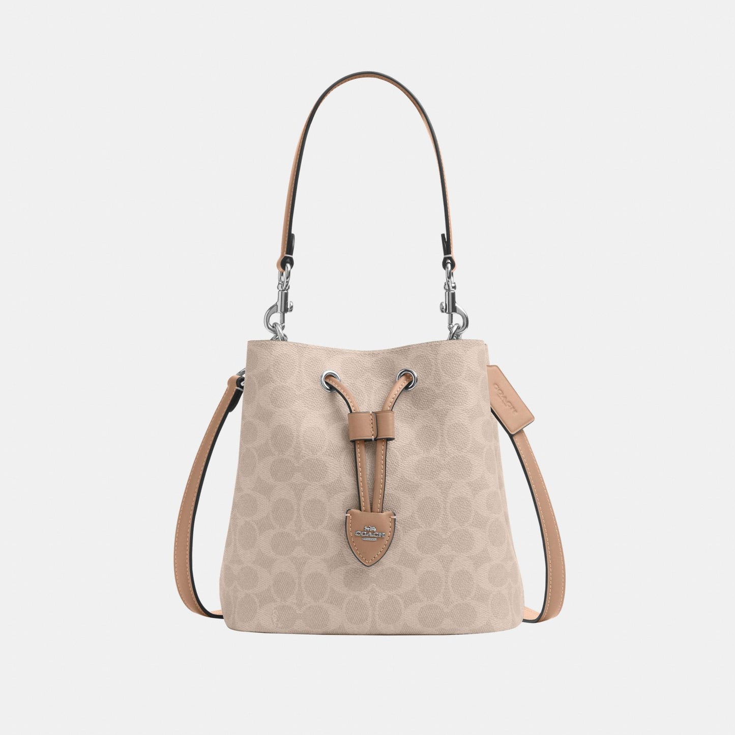 CBH07-Rowan Bucket Bag in Signature Canvas-Sv/Sand/Taupe