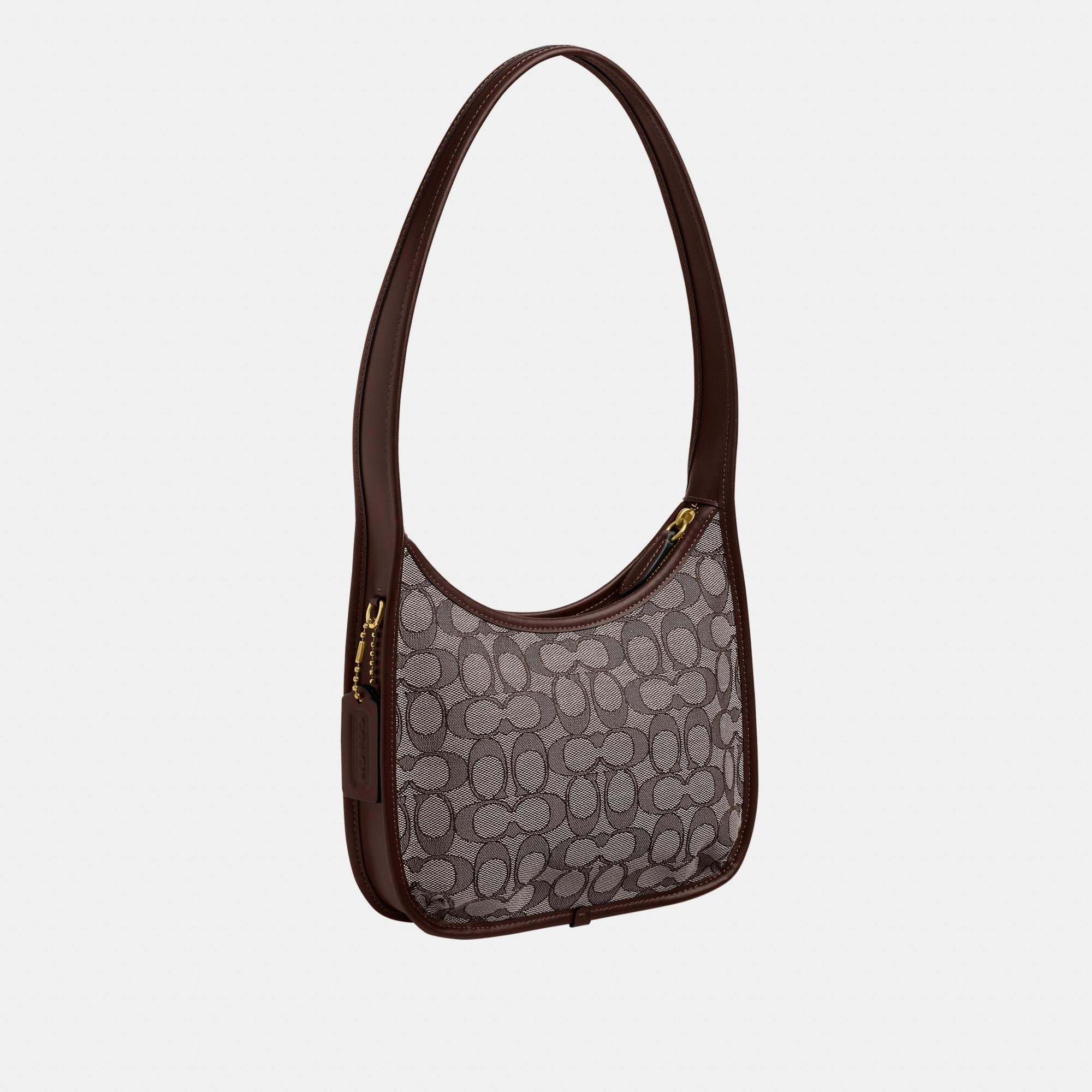 CBH25-Curve Zip Bag In Signature Jacquard-B4/Oak Maple