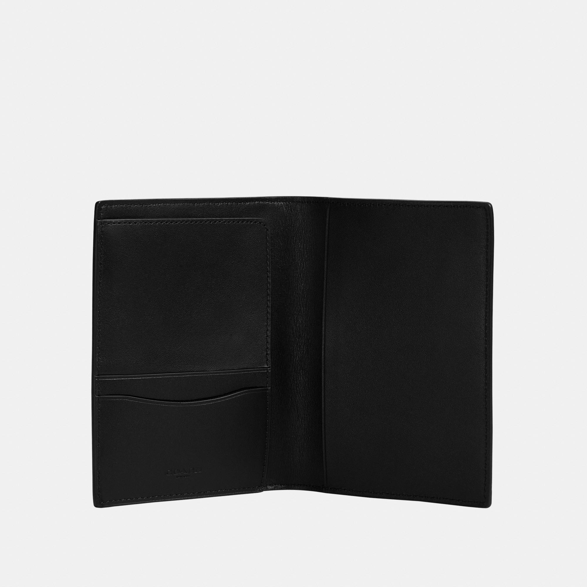 CBH97-Passport Case In Signature Canvas With Patches-Charcoal Multi