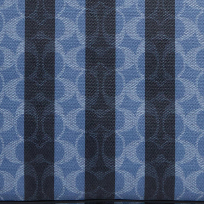 CBI03-Large City Tote Bag In Signature Canvas With Stripe-Sv/Denim/Midnight Navy