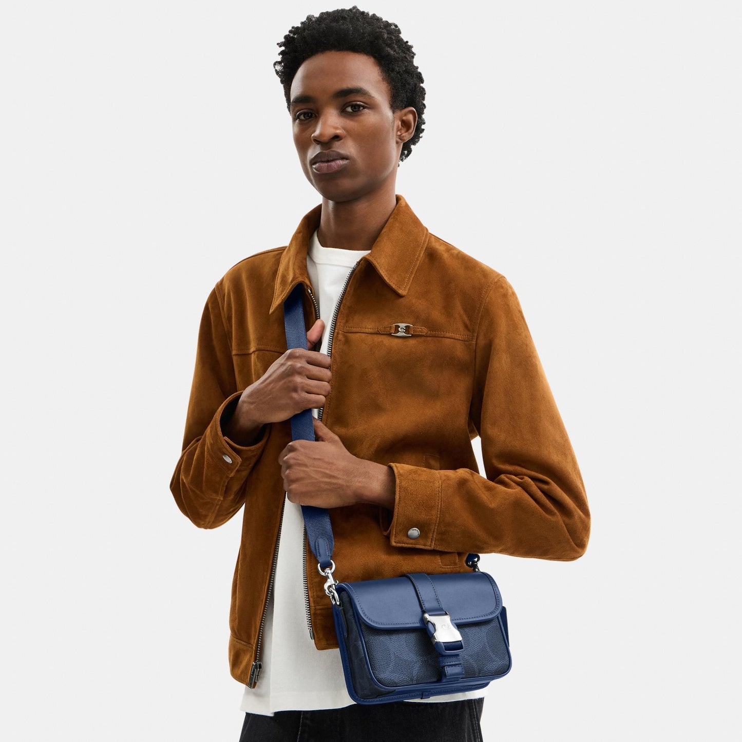 League Crossbody In Mixed Signature Canvas