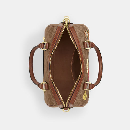 CBJ90-Coach X Peanuts Rowan Satchel Bag In Signature Canvas With Patches-Im/Tan/Brown Multi