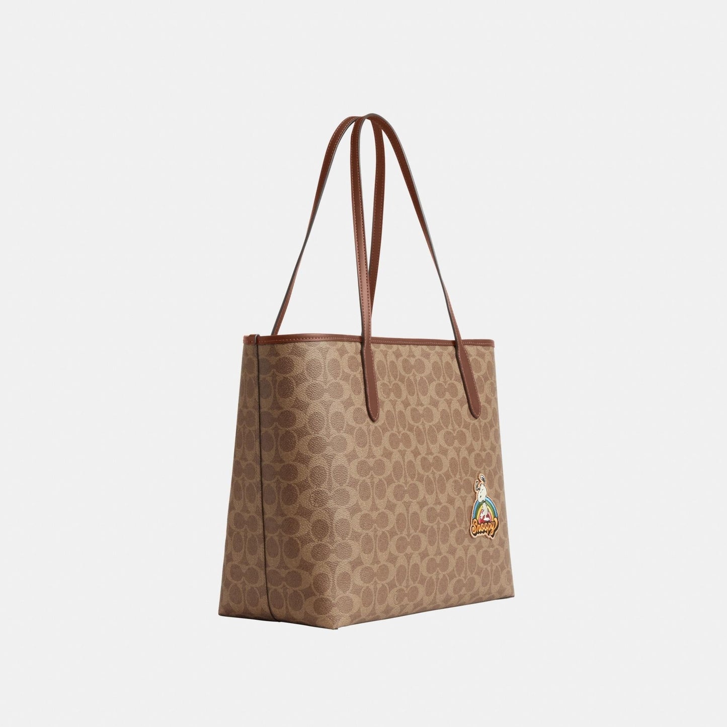 CBJ91-Coach X Peanuts City Tote In Signature Canvas With Patches-Im/Tan/Brown Multi
