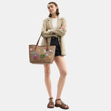 CBJ91-Coach X Peanuts City Tote In Signature Canvas With Patches-Im/Tan/Brown Multi