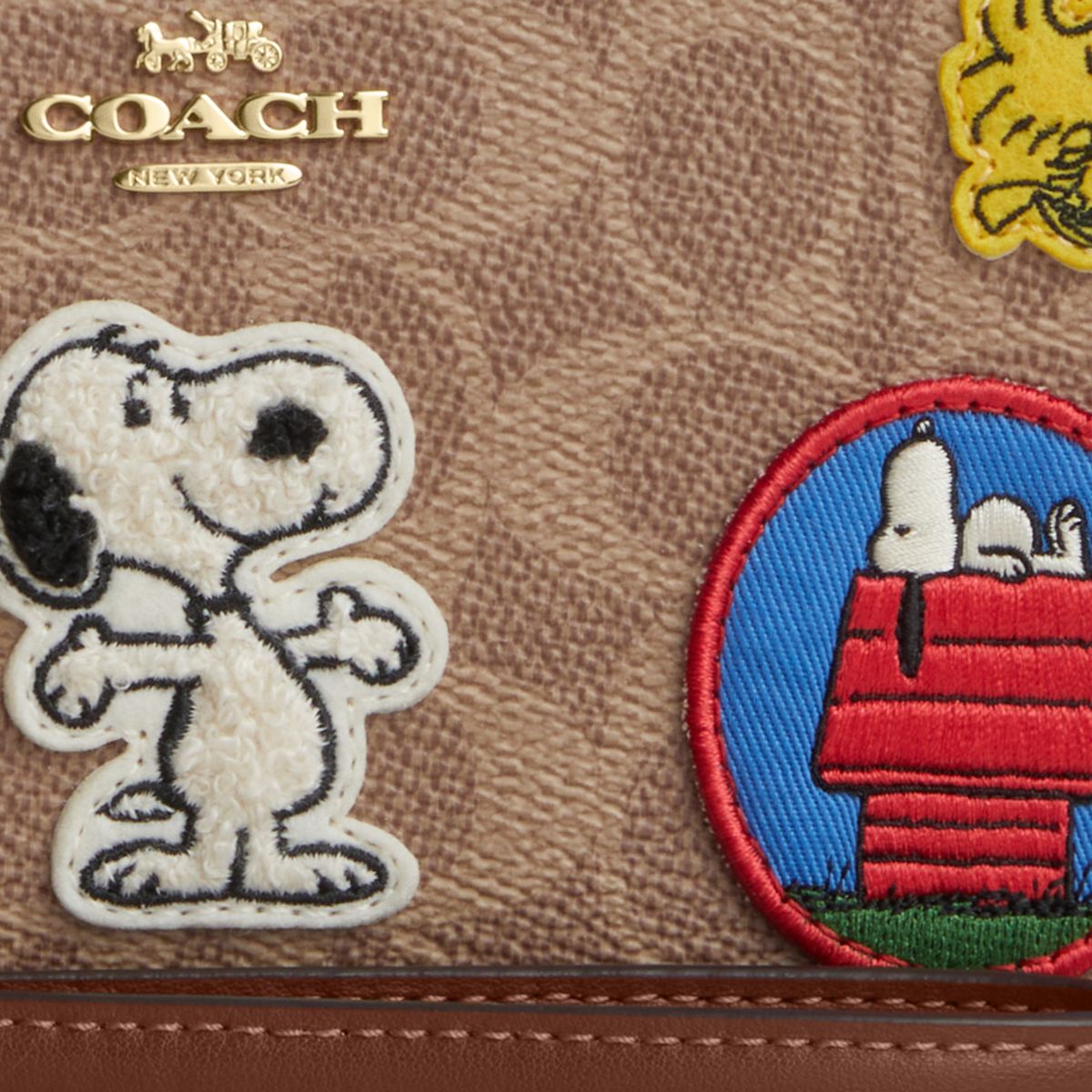 CBM91-Coach X Peanuts Long Zip Around Wallet In Signature Canvas With Patches-Im/Tan/Brown Multi