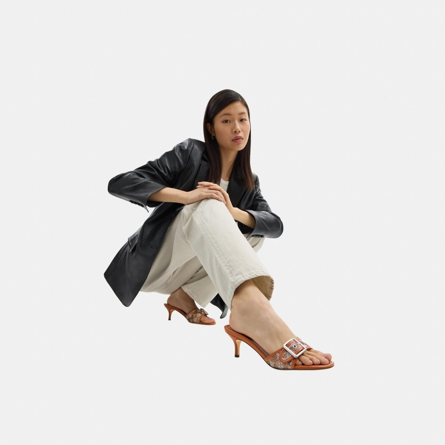 CBO40-Margot Sandal In Crystal Signature Jacquard-Burnished Amber