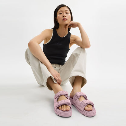 CBO84-Sculpted C Double Band Sandal With Quilting-Ballerina.