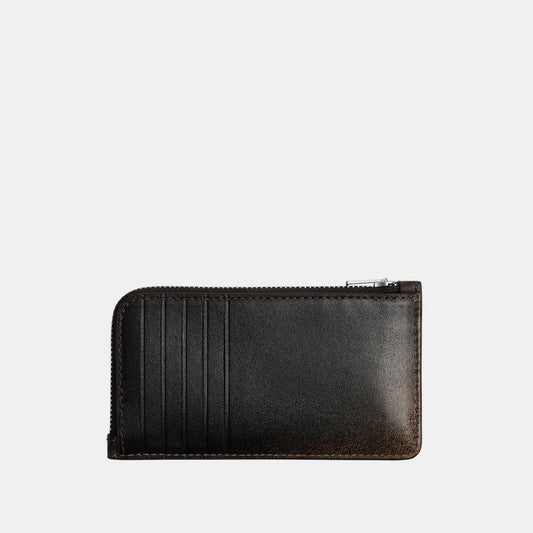 New York Zip Card Case In Loved Leather