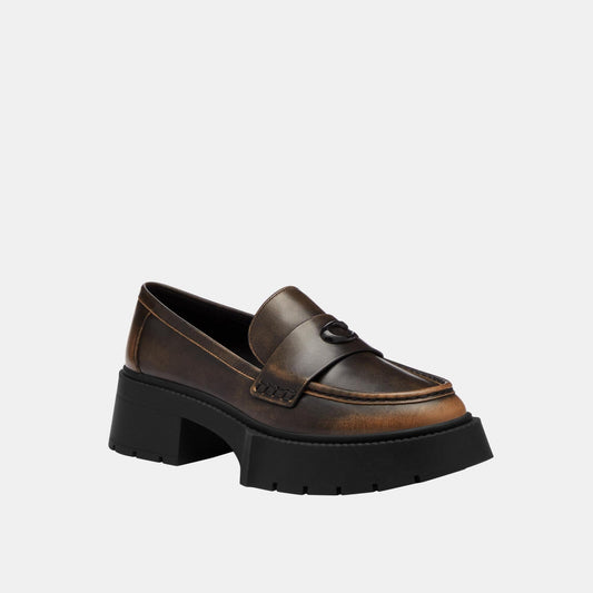 CBV18-Leah Platform Loafer In Loved Leather-Black