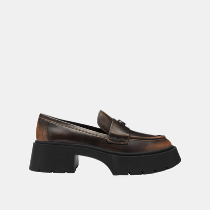 CBV18-Leah Platform Loafer In Loved Leather-Black