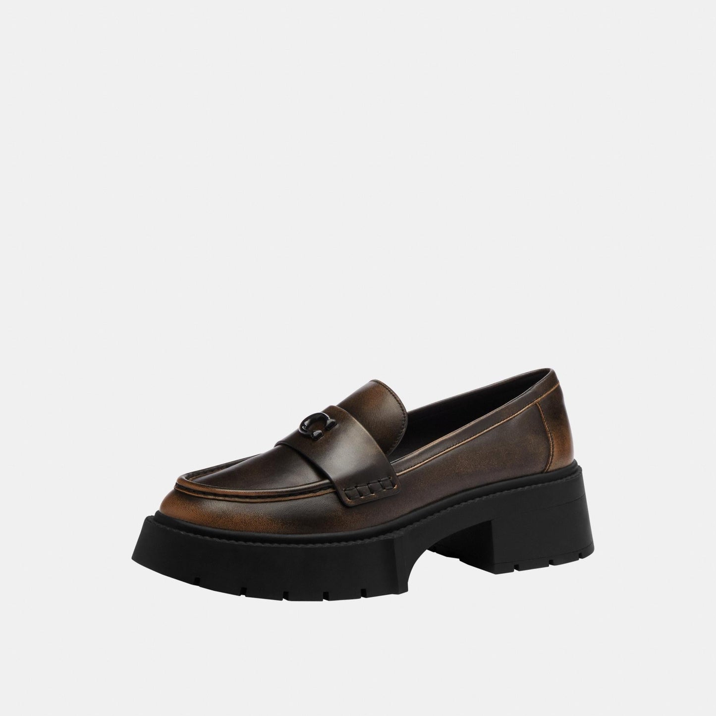 CBV18-Leah Platform Loafer In Loved Leather-Black