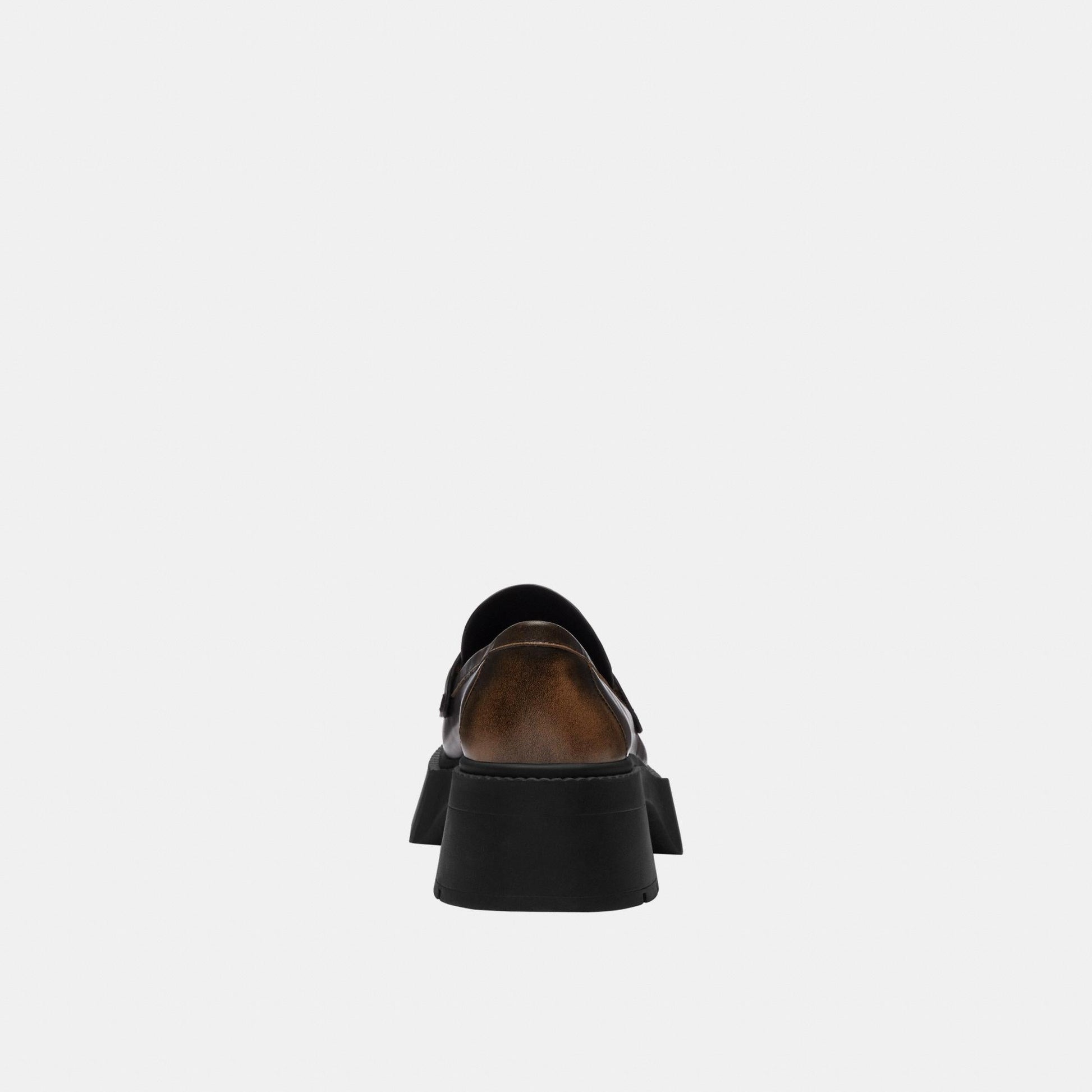 CBV18-Leah Platform Loafer In Loved Leather-Black