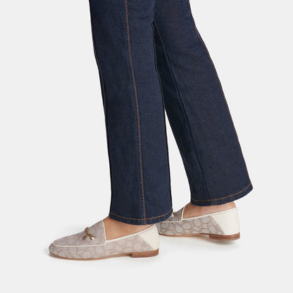 cc888-Hanna Loafer In Signature Jacquard-Stone/Chalk