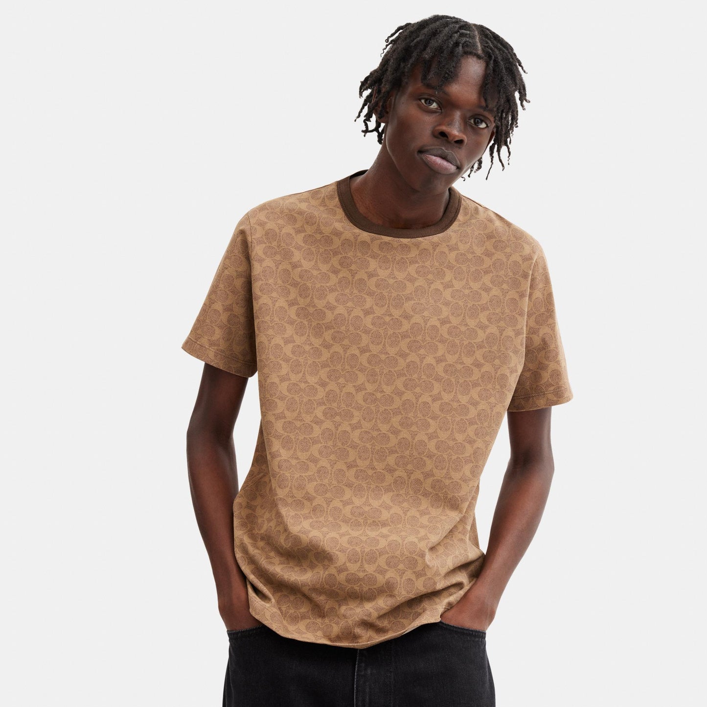 CCC01-Signature T-Shirt in Organic Cotton-Tan Signature