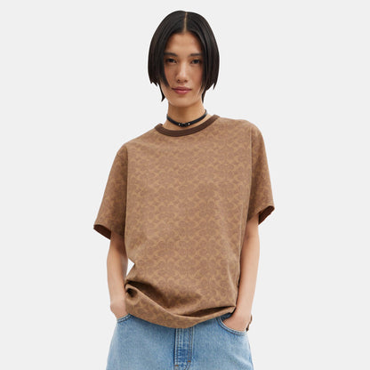 CCC01-Signature T-Shirt in Organic Cotton-Tan Signature