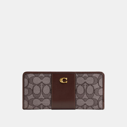 CCC98-Essential Slim Wallet in Signature Jacquard-B4/Oak Maple