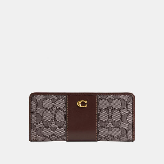 CCC98-Essential Slim Wallet in Signature Jacquard-B4/Oak Maple