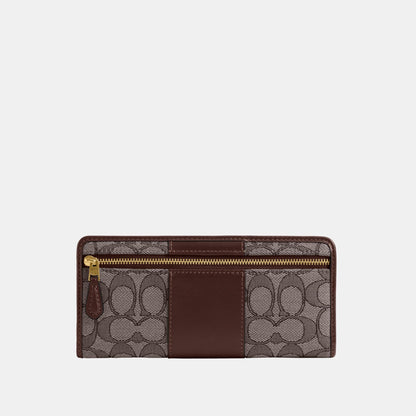 CCC98-Essential Slim Wallet in Signature Jacquard-B4/Oak Maple