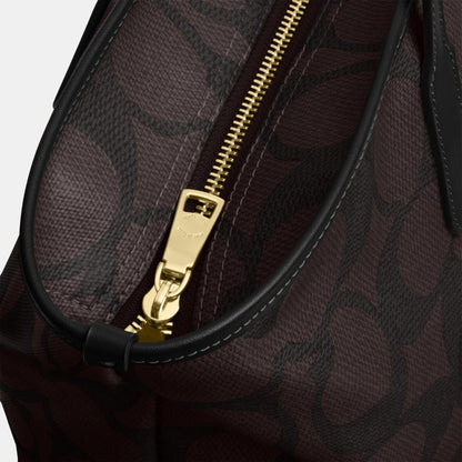 CCD66-Large City Tote Bag in Maxi Signature Canvas-Im/Walnut/Black