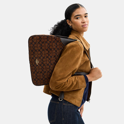 CCE49-Ella Shoulder Bag in Signature Chenille-Im/Truffle