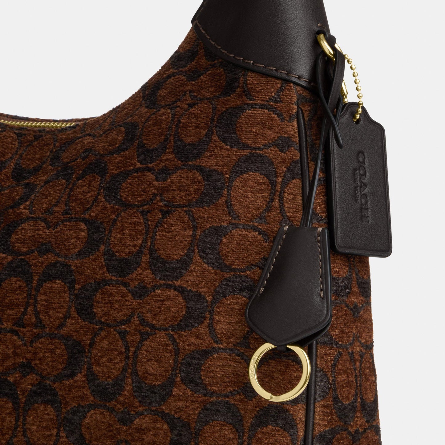 CCE49-Ella Shoulder Bag in Signature Chenille-Im/Truffle
