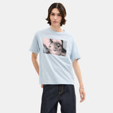 CCO77-Bunny Graphic Signature Relaxed T-Shirt-Blue Signature