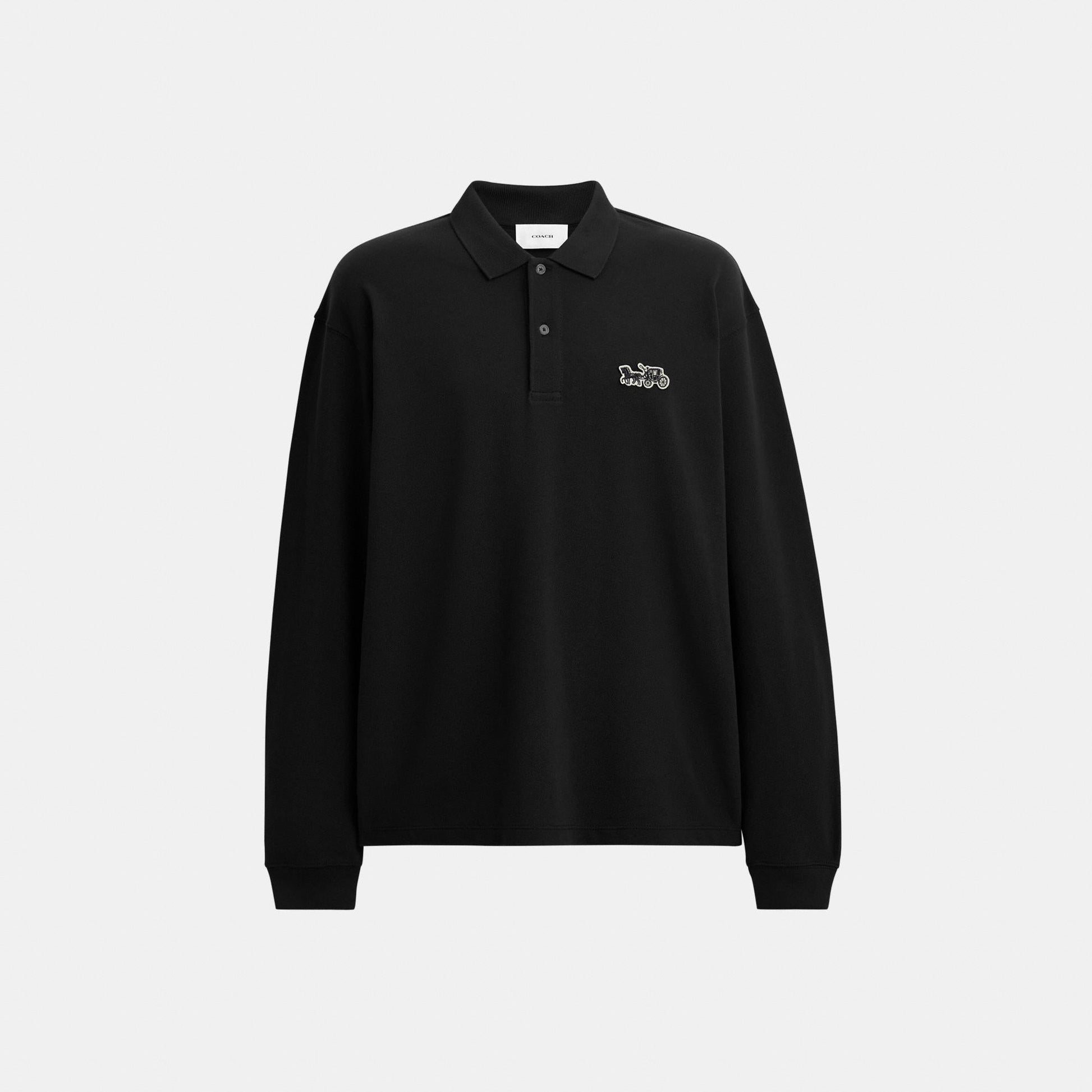 CCQ18-Horse And Carriage Long Sleeve Polo-Black