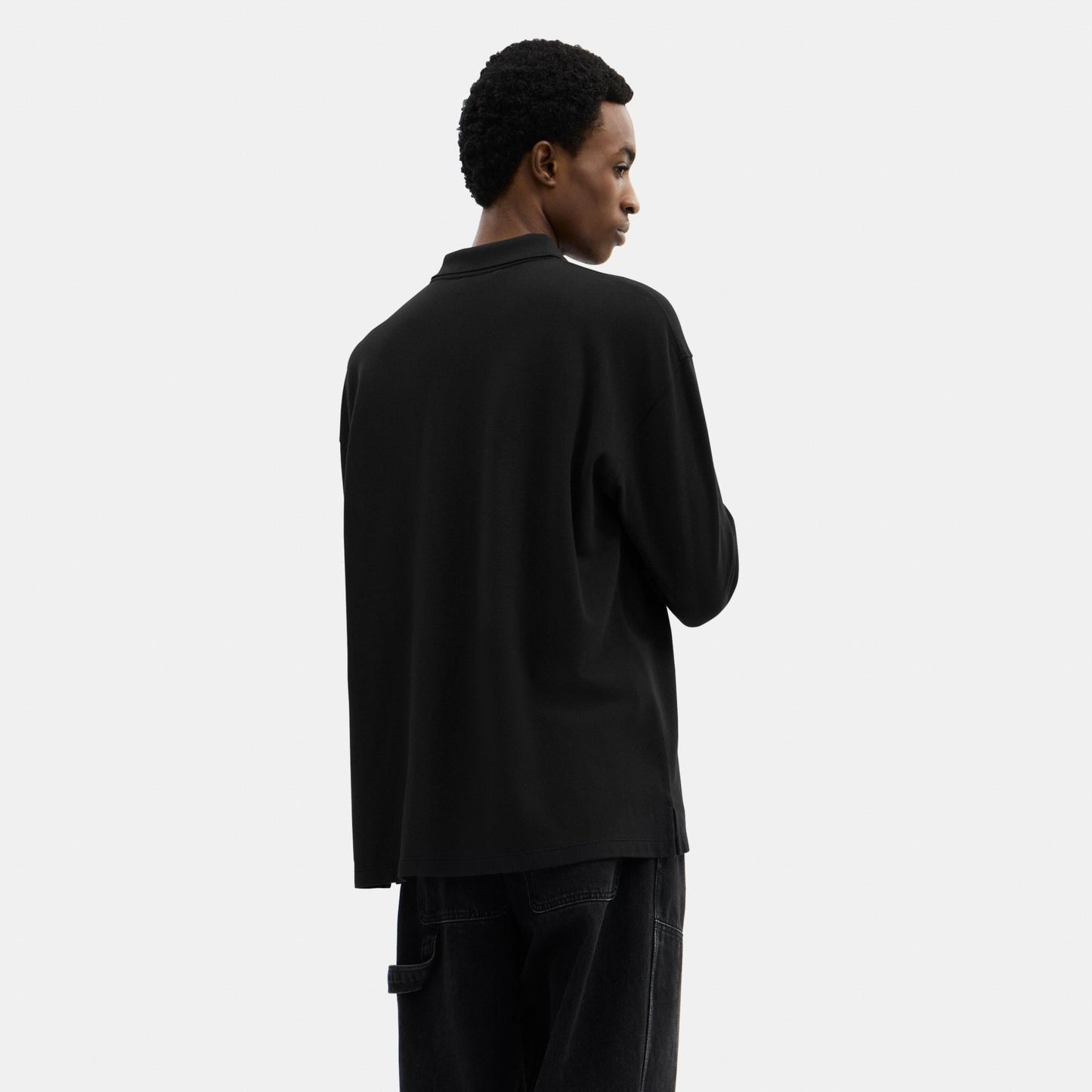CCQ18-Horse And Carriage Long Sleeve Polo-Black