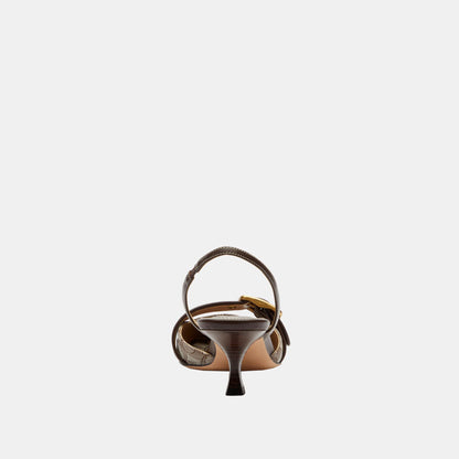 CCV93-Margot Slingback in Signature Jacquard-Oak/Maple