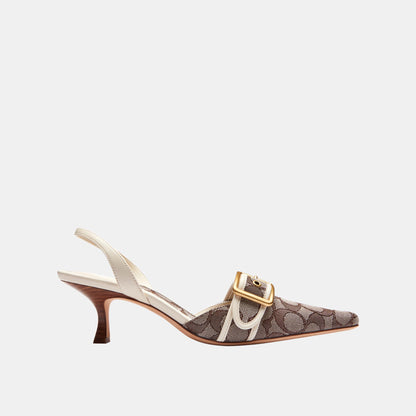 CCV93-Margot Slingback in Signature Jacquard-Oak/Chalk