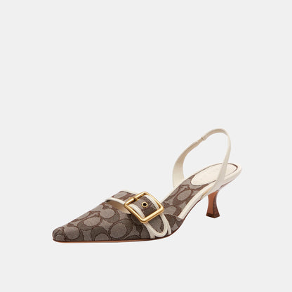 CCV93-Margot Slingback in Signature Jacquard-Oak/Chalk