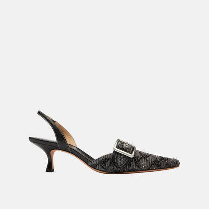 CCV94-Margot Slingback in Crystal Signature Jacquard-Black
