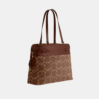 CCZ08-Easton Tote Bag in Signature Chenille-Im/Light Khaki/Vintage Brown