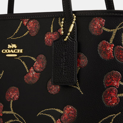 CCZ18-City Tote Bag with Cherry Print-Im/Black Multi
