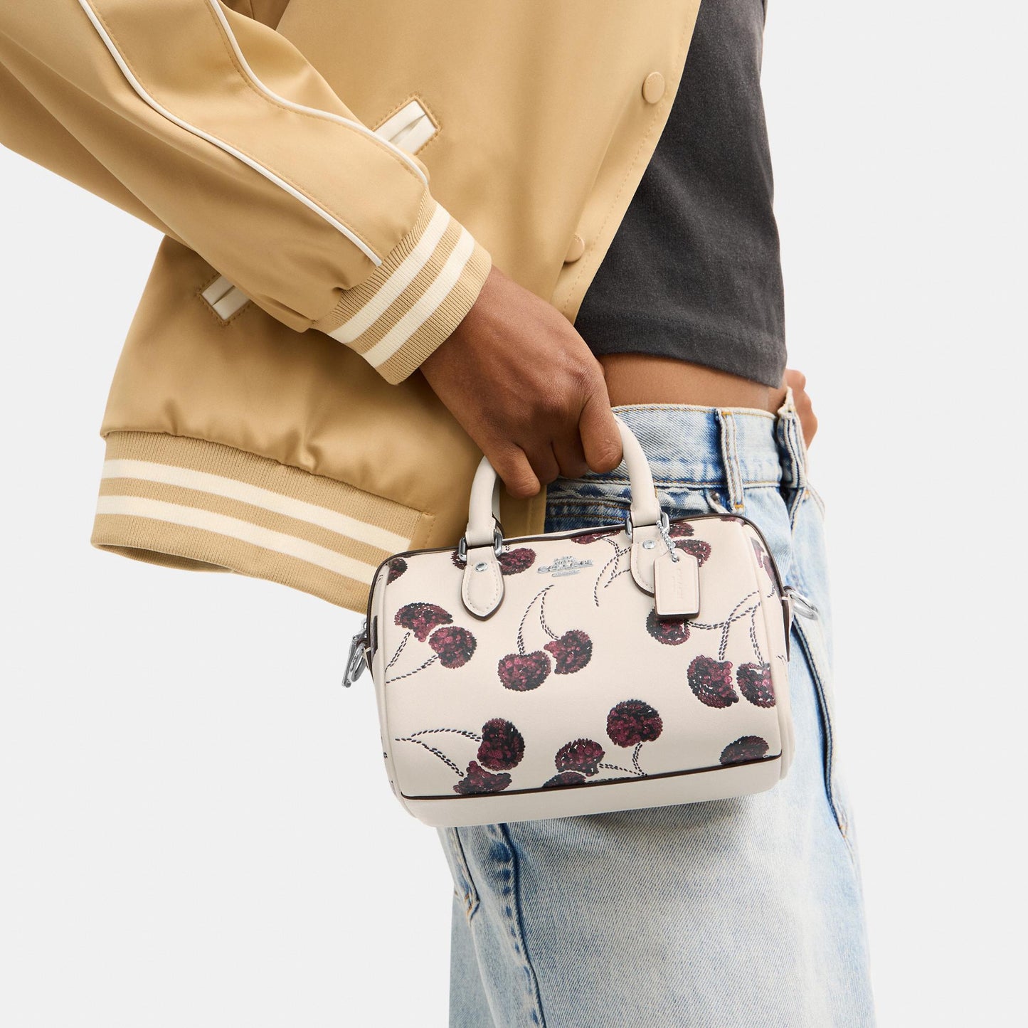 CCZ20-Mini Rowan Crossbody Bag with Cherry Print-Sv/Chalk Multi