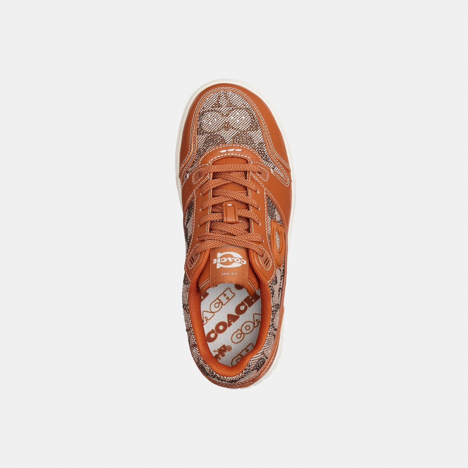 CDE26-Soho Sneaker in Crystal Signature Jacquard-Cocoa/Burnished Amber