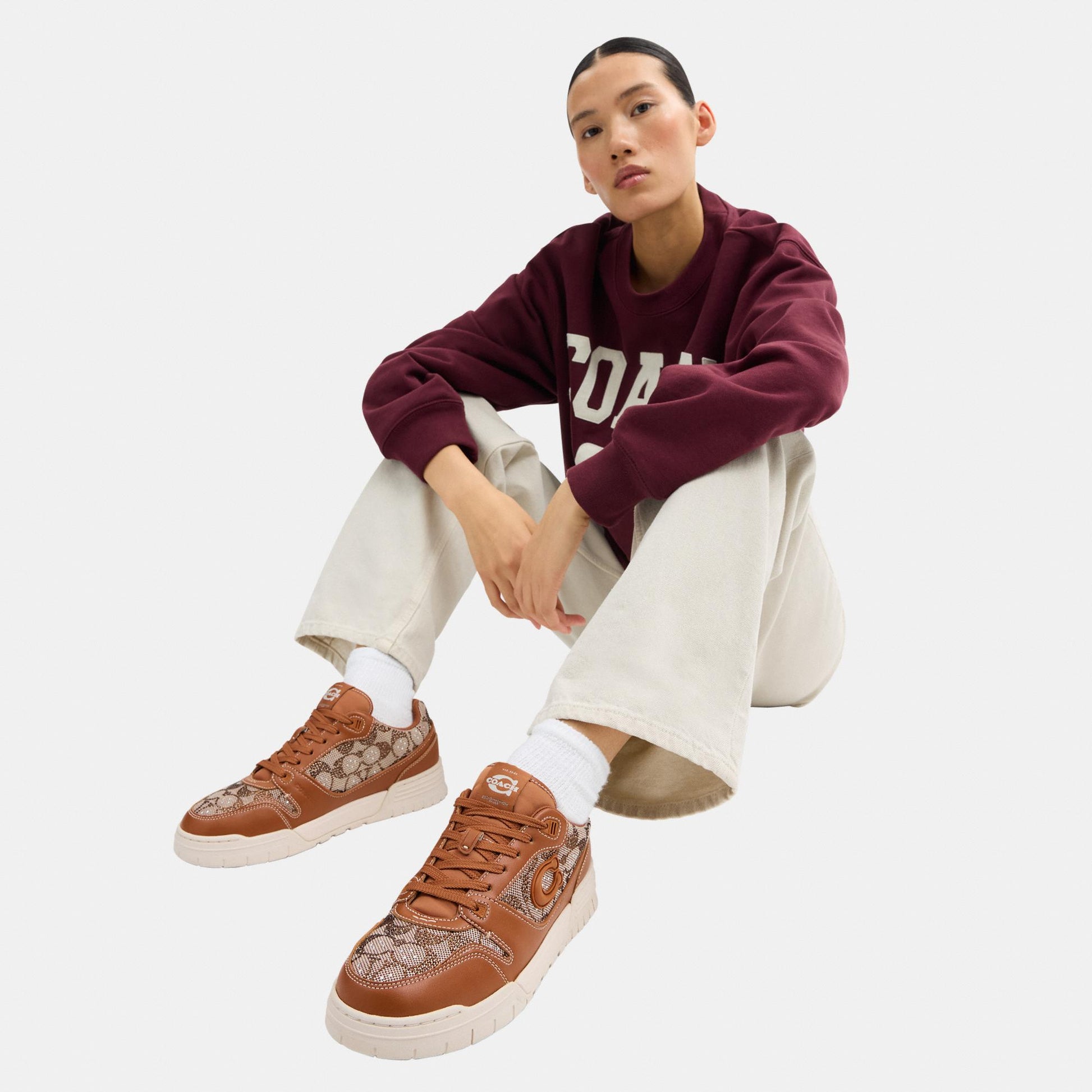 CDE26-Soho Sneaker in Crystal Signature Jacquard-Cocoa/Burnished Amber