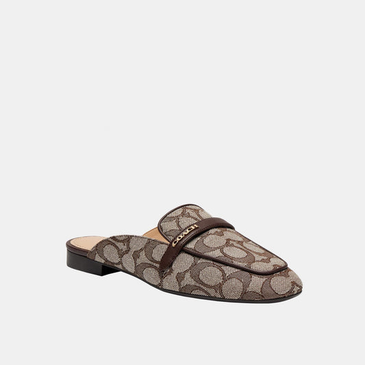 CDF57-Backless Loafer in Signature Jacquard-Oak/Maple