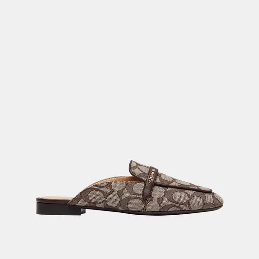 CDF57-Backless Loafer in Signature Jacquard-Oak/Maple