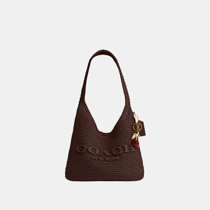 CDU75-Refined Weave Straw Brooklyn Shoulder Bag 28-B4/Maple