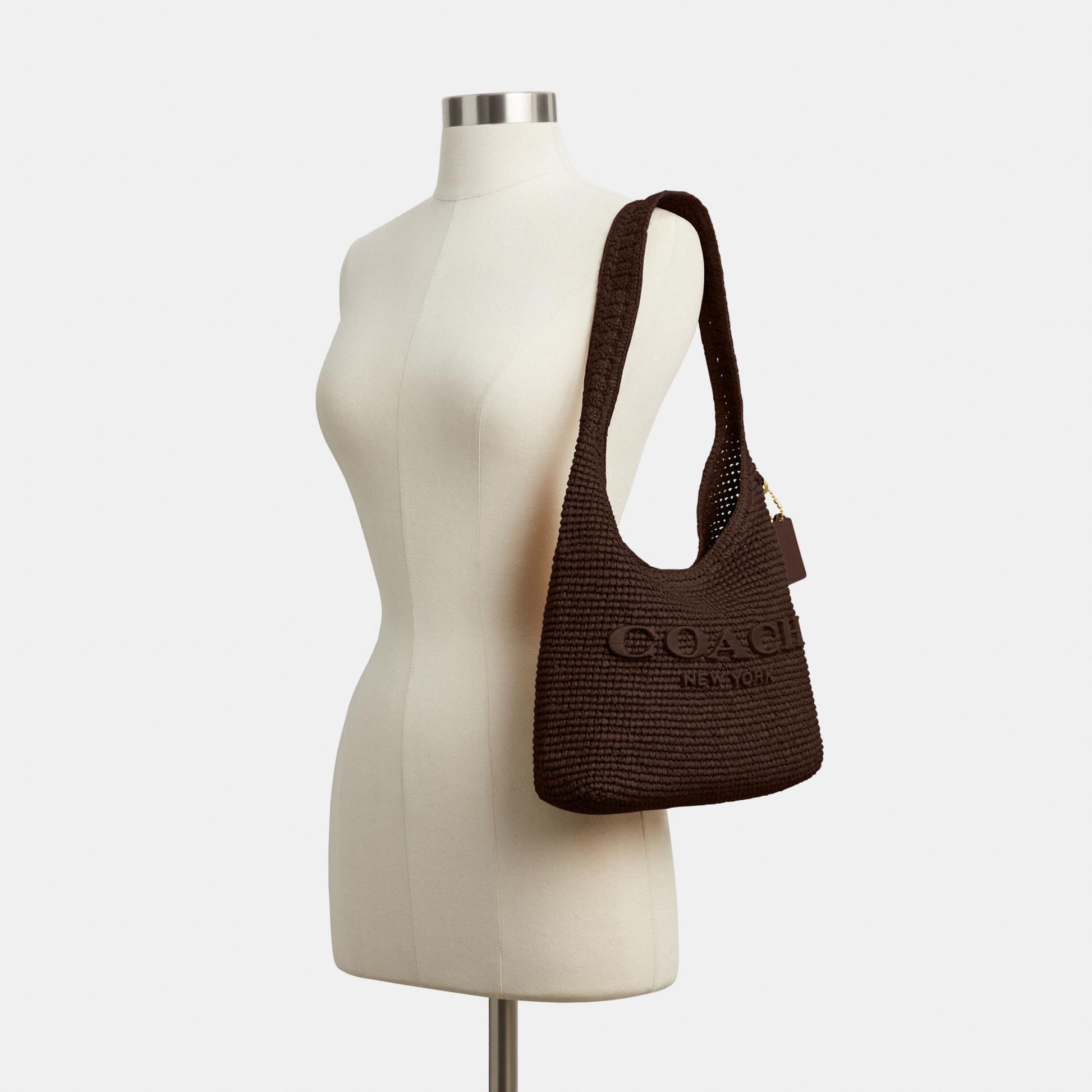CDU75-Refined Weave Straw Brooklyn Shoulder Bag 28-B4/Maple